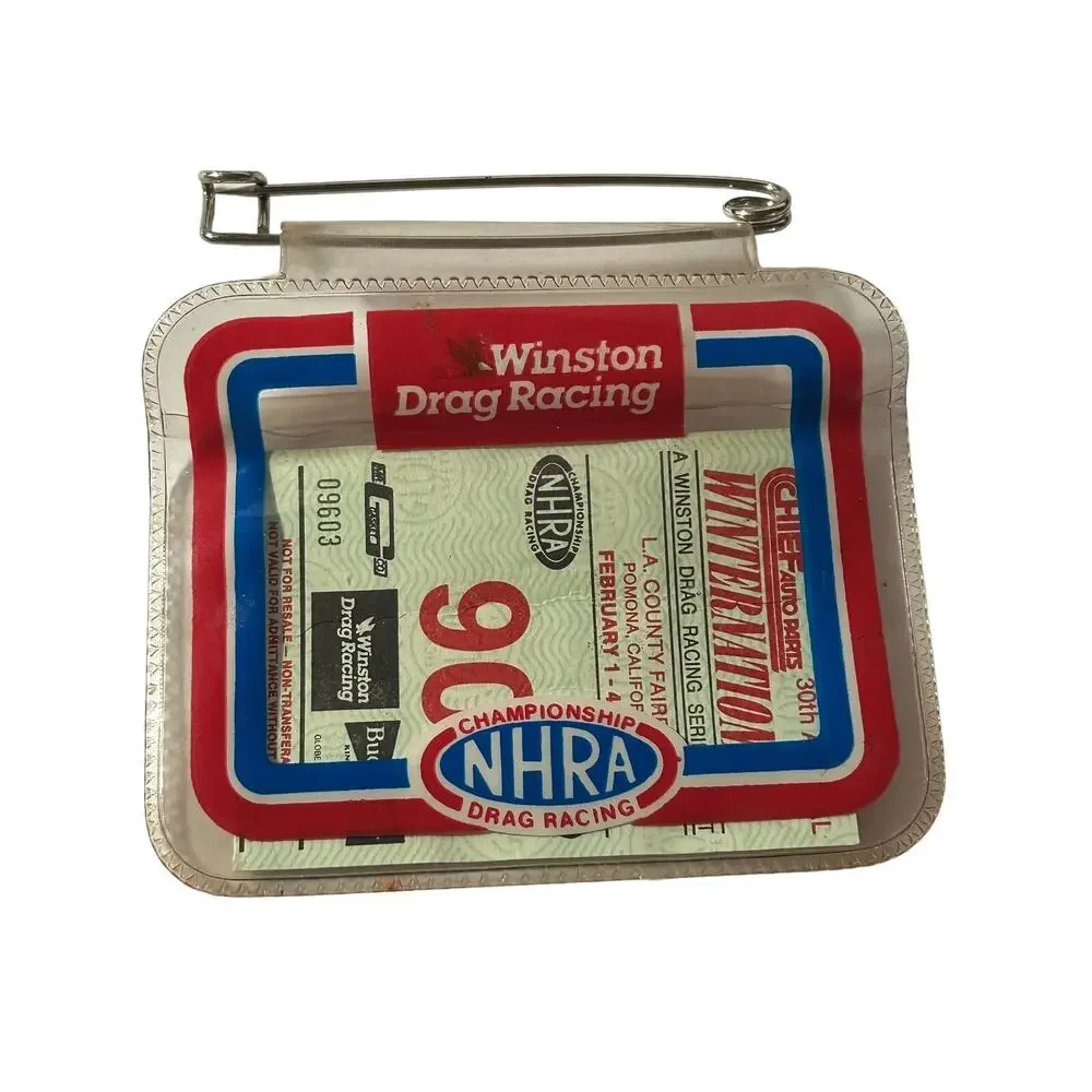 Vtg 1990 NHRA Winternational Hot Rod Winston Drag Racing Ticket Stub w/Holder